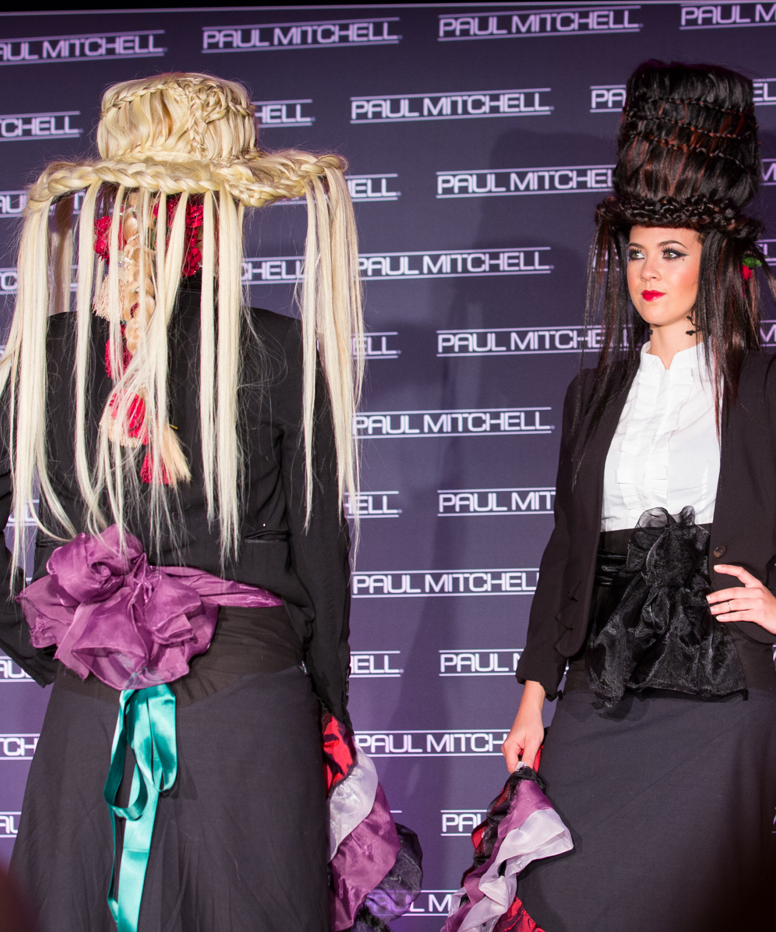 Blonde and Brunette Models with hair like hats